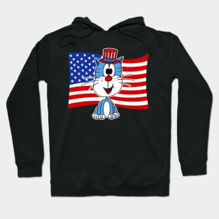 4th July Cat American Flag Hoodie